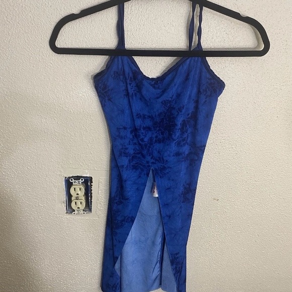 Dansco Tops - Dansco Blue Tie-Dye Dance Costume Leotard Tank Top Made In USA Adult MA